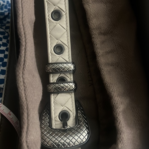 Bottega Veneta Belt Woven Cream Leather Metal Silver Buckle Italy Gift Box 90/36 main image 10